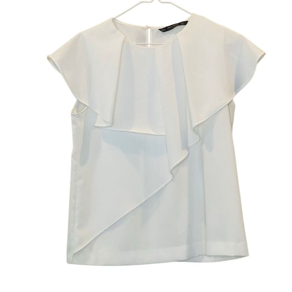 Zara Basic Collection Keyhole Back Ruffle Chiffon… - image 2
